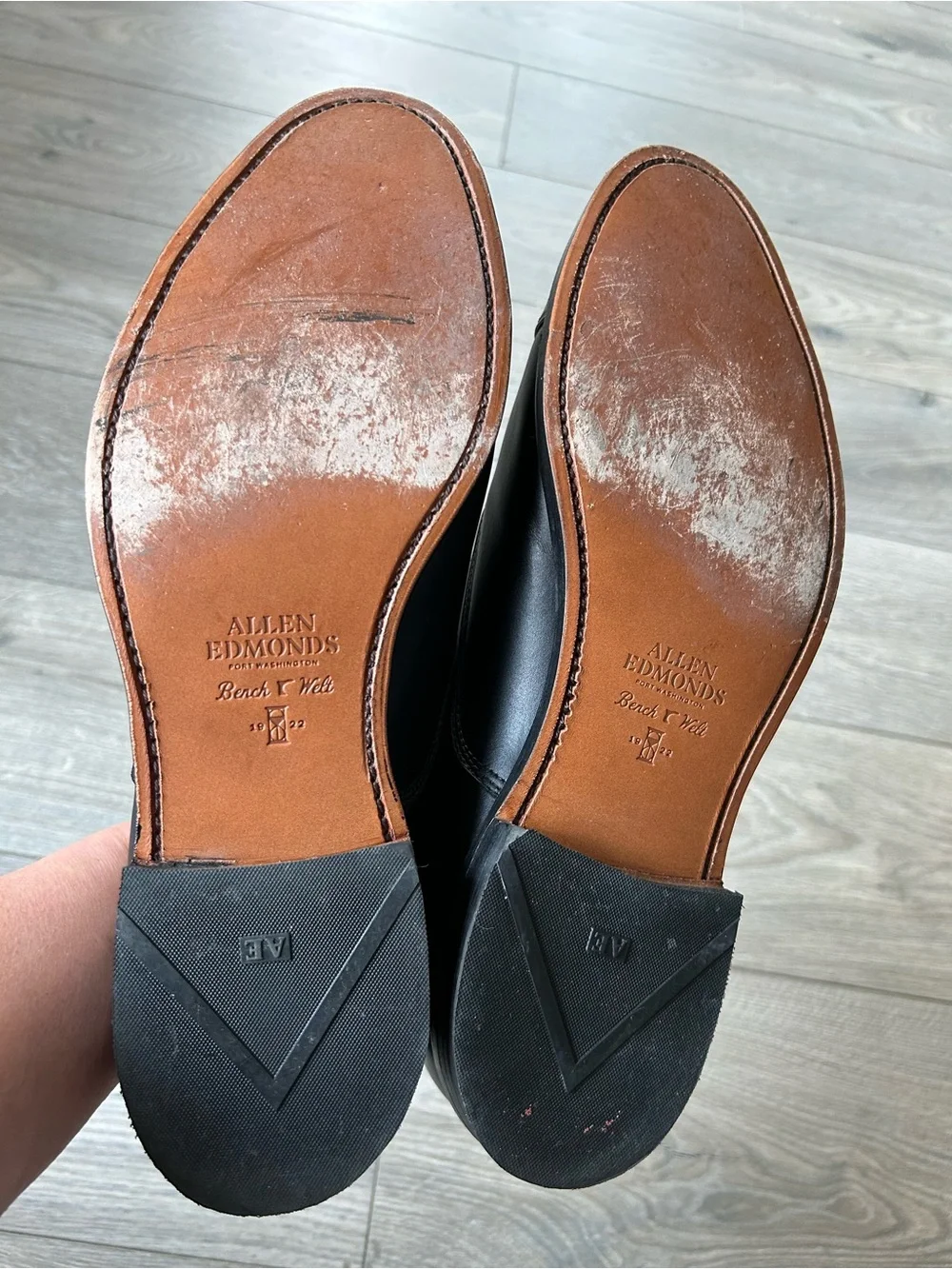 ALLEN  EDMONDS BENCH WELT PORT WASHINGTON BLACK LEATHER DRESS SHOES Size 13
